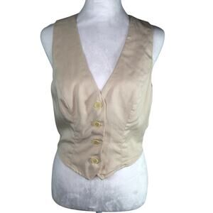 Reformation Women's Devin Cropped Ivory Oyster Twill Vest Top Size 6